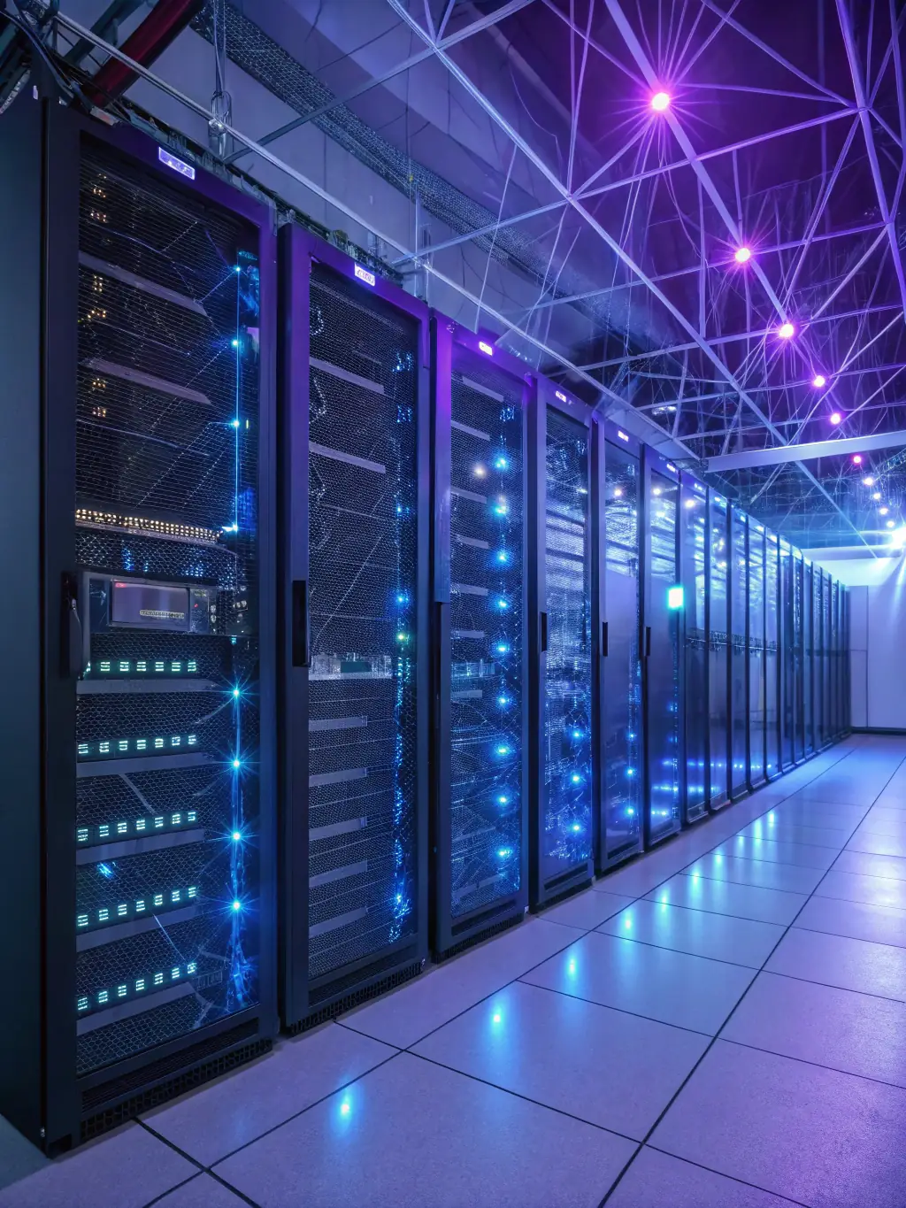 An image of AI servers being configured in a secure data center, representing the secure and scalable deployment of AI systems by InDigital Canvas for Indigenous organizations.