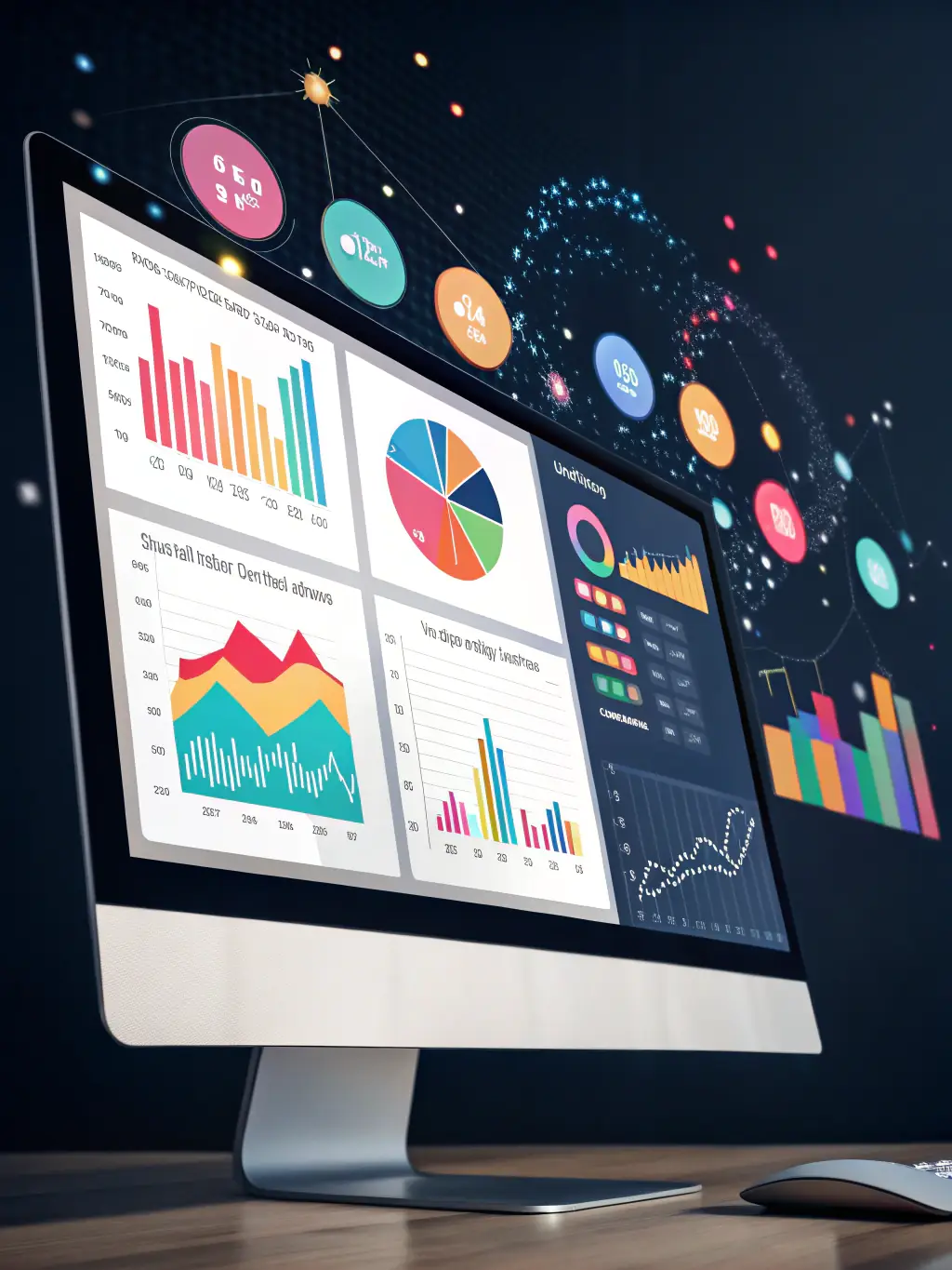 A graphic showing ongoing monitoring and support with data visualizations and customer service icons, representing the continuous improvement and support provided by InDigital Canvas.